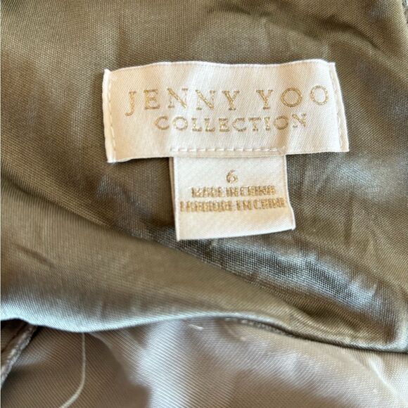 NWT Anthropologie Jenny Yoo Ryland V-neck Long Sleeve Sage Open Back Velvet Gown - Picture 7 of 8